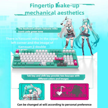 ASUS X Hatsune Miku TX98 Wired Gaming Keyboard IP57 Water/Dust Resistant Gasket-mounted Design, RGB Mechanical Switches, Per-Key Lighting